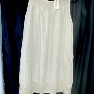 Sand Linen Lungo L’Arno Dress with Sequence Made in Italy size XS Womens